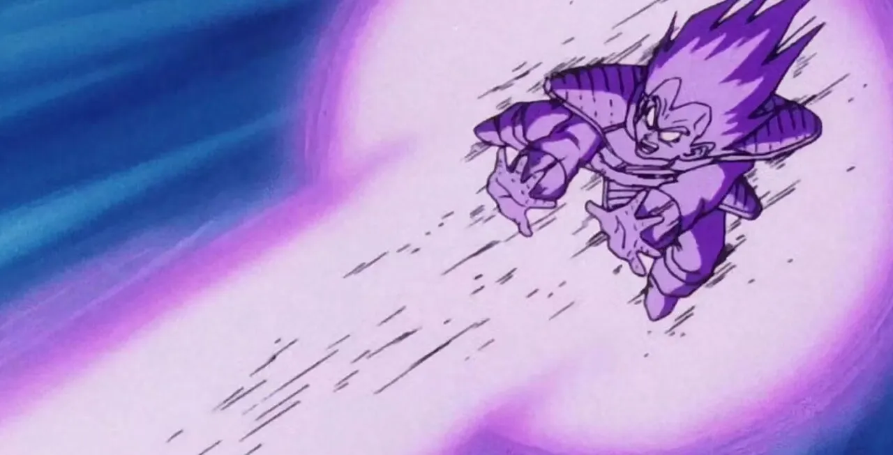 Vegeta se preparando para disparar um Galick Gun