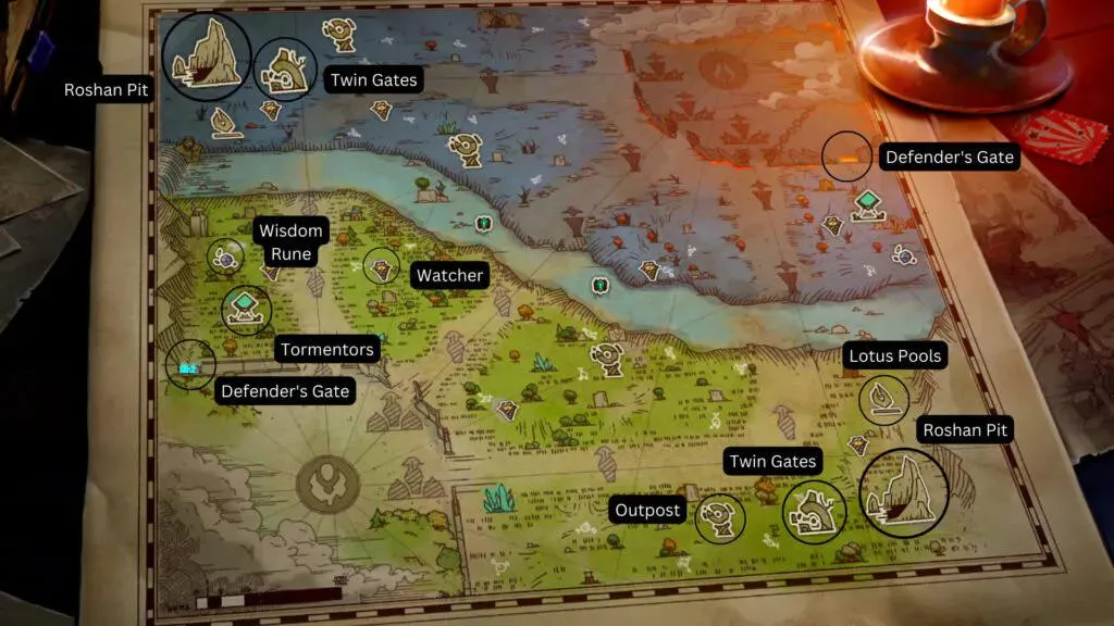 Imagem ilustrando o posicionamento dos elementos presentes no dota 2 após a atualização