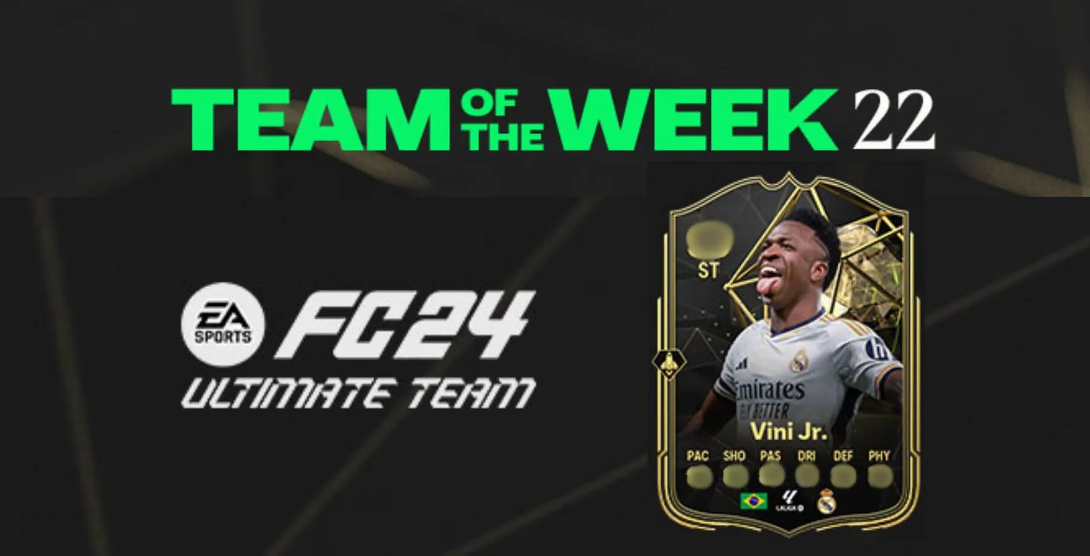 Descrição do time da semana do EA FC 24 com destaque em Vinicius Júnior