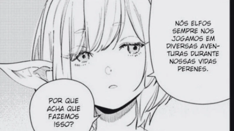 personagem Milliarde no mangá de Frieren olhando para o lado