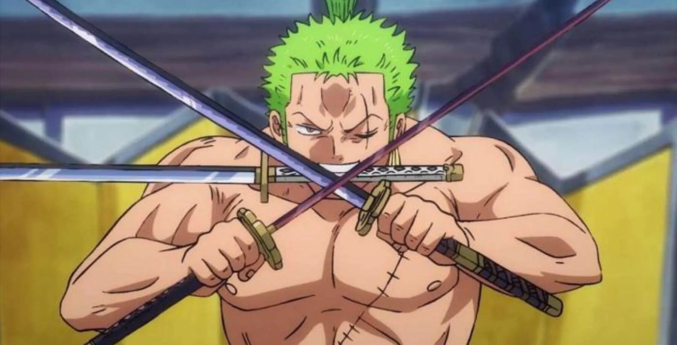 Zoro usando suas três espadas