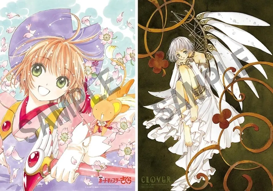 Cartões de ilustração de tamanho B5 que será distribuido na exibição de Cardcaptor Sakura em agosto