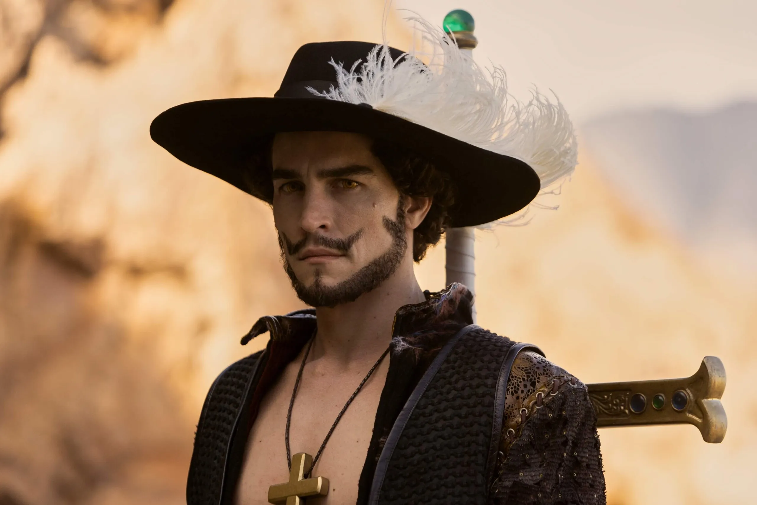 Ator Steven Ward como Mihawk em One Piece
