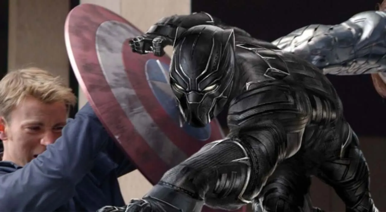 Vibranium no escudo de Capitão América e na roupa de Pantera Negra.