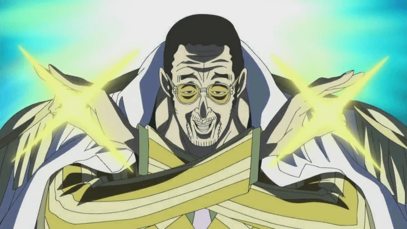 Kizaru usando os poderes da sua Fruta do Diabo