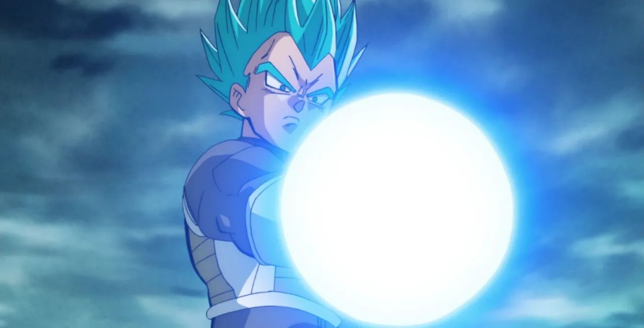 Vegeta se preparando para disparar um Big Bang Attack