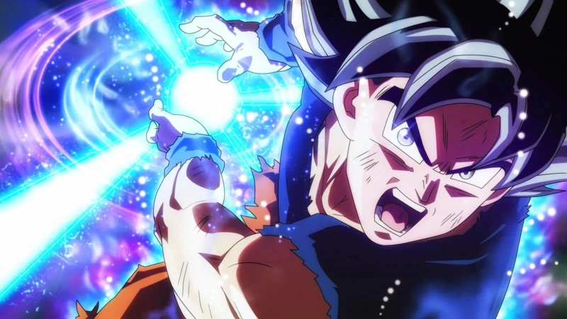 Goku prestes a disparar um Kamehameha