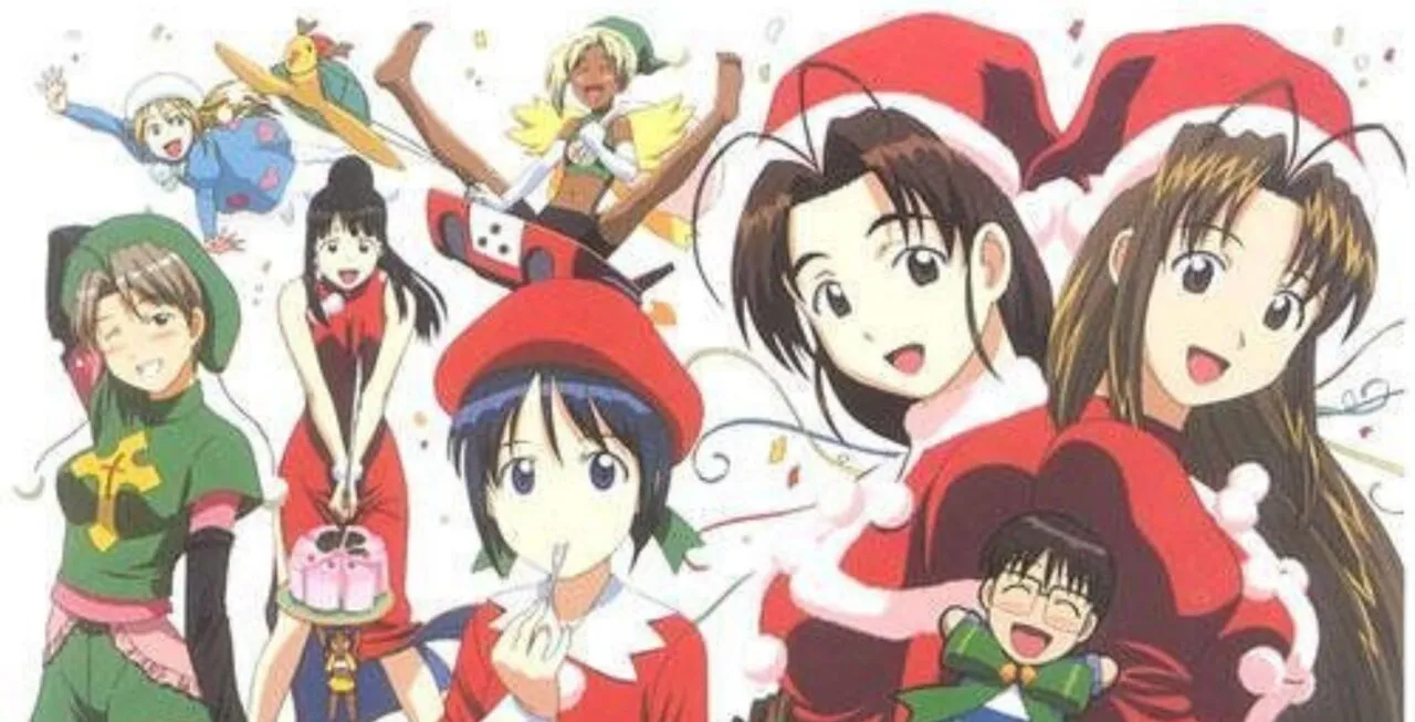 Diversos personagens de Love Hina sorridentes
