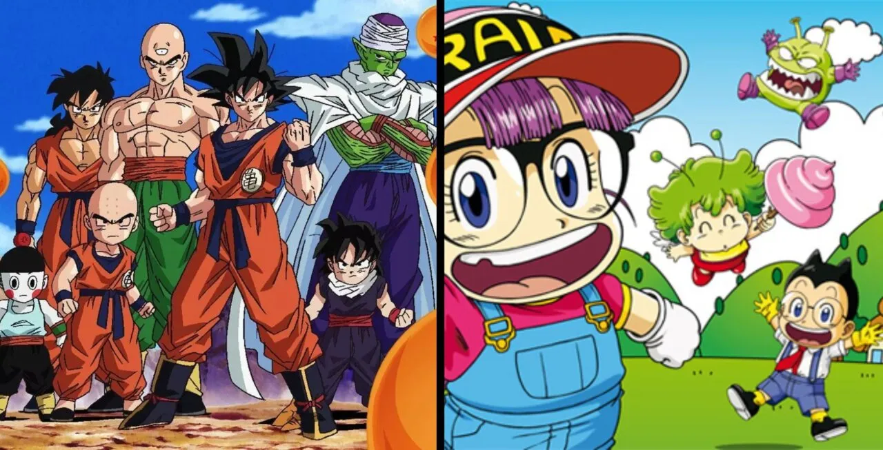 Lado direito: Dragon Ball. Lado direito Dr. Slump