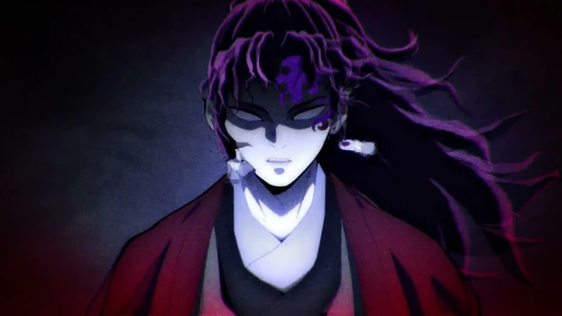 Yoriichi falando algo para Muzan enquanto está com raiva dele