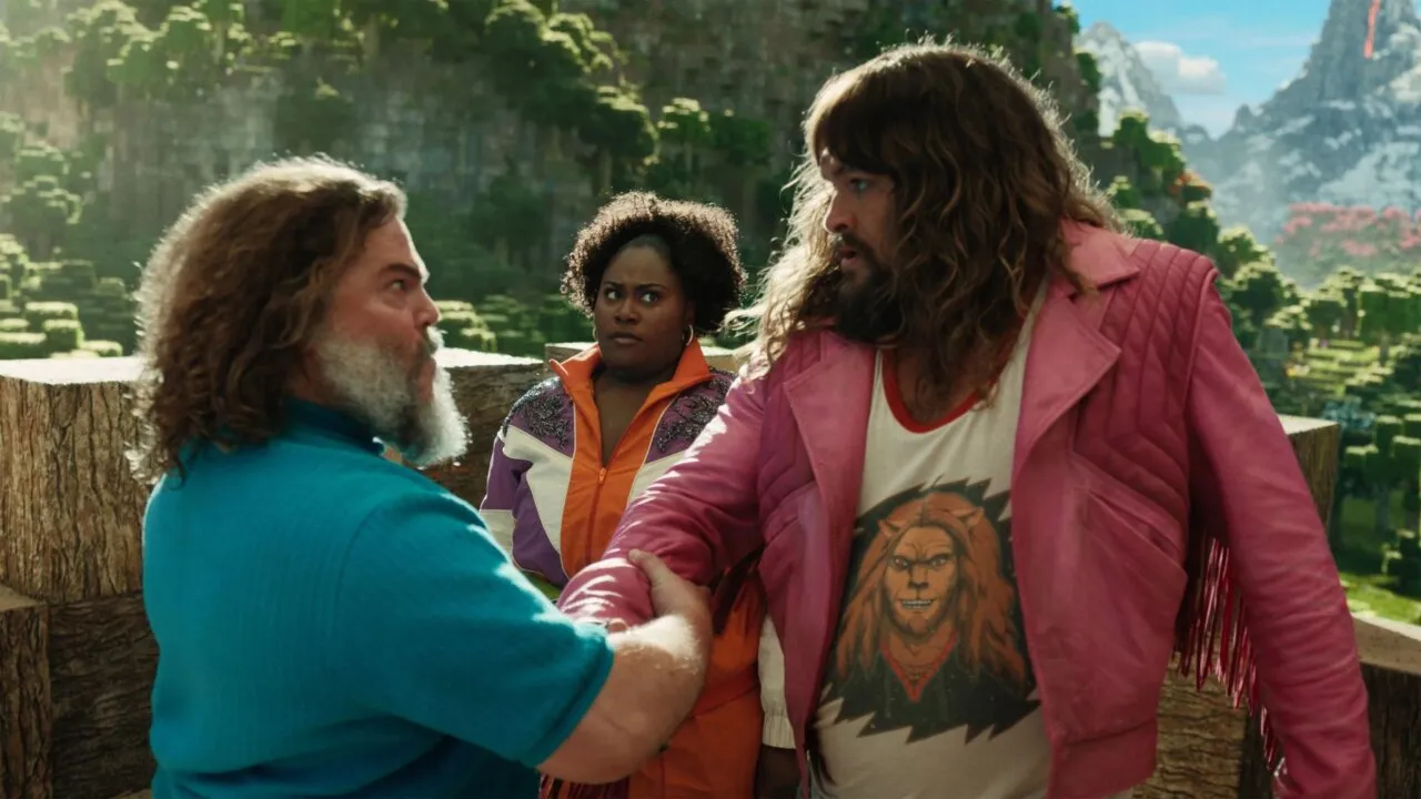 Jason Momoa e Jack Black no filme Um Filme Minecraft