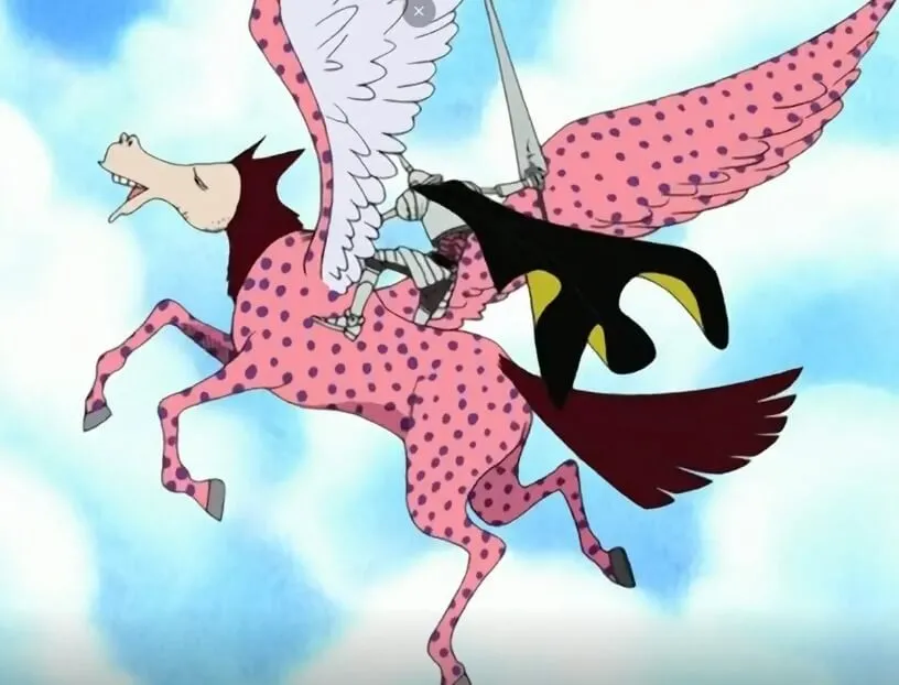Gan Fall montado em Pierre na sua forma cavalo