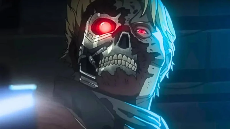 Frame do trailer de Exterminador do Futuro Zero, novo anime da Netflx