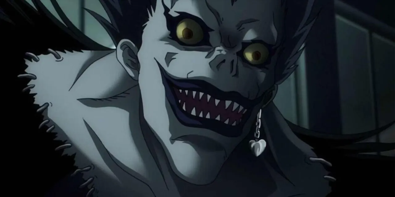 Ryuk, um dos shinigamis mais famosos dos animes, usando um brinco com coração.