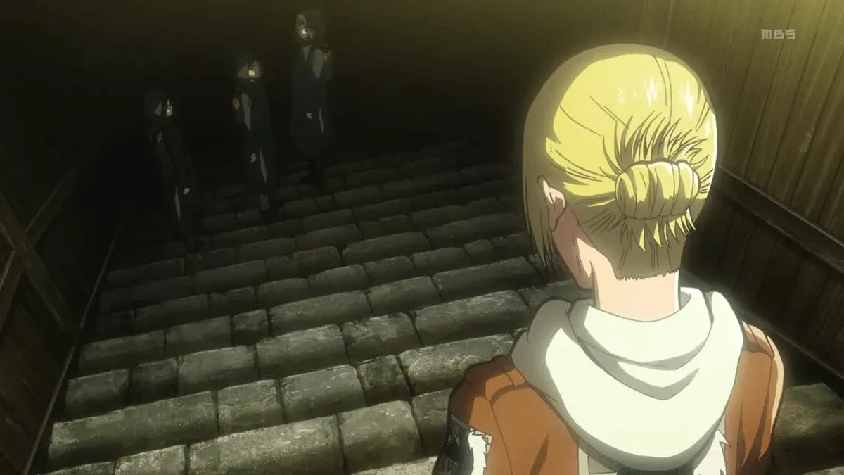Annie não vai para o subsolo com Eren, Armin e Mikasa