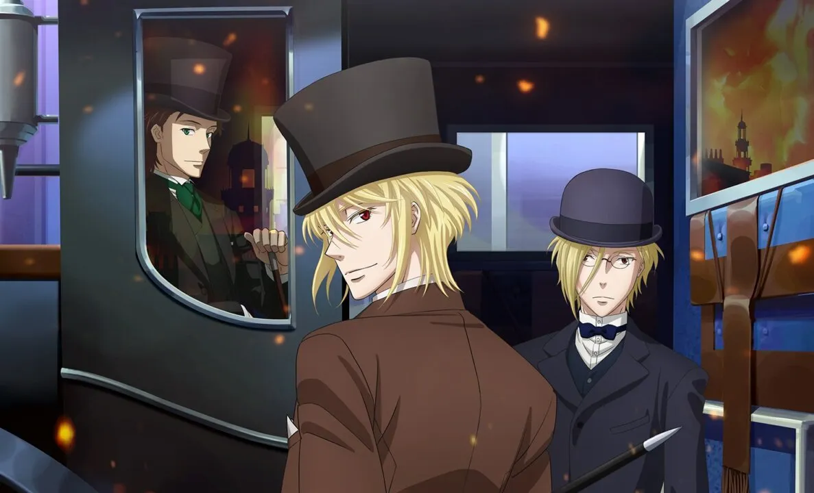 Da direita para esquerda, Albert, Liam e Louis James Moriarty. 