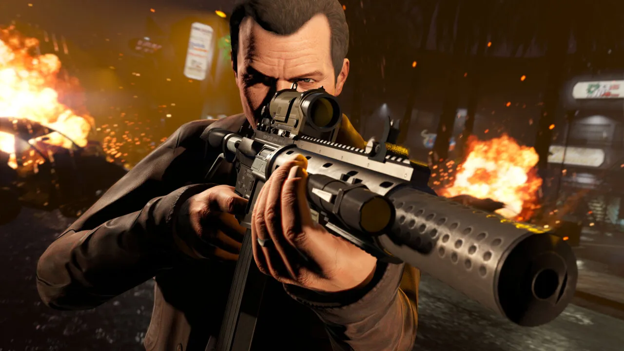 Michael apontando arma em GTA 5