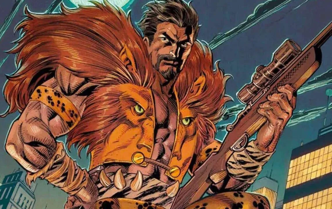 A roupa e a estética de Kraven remetem a um leão
