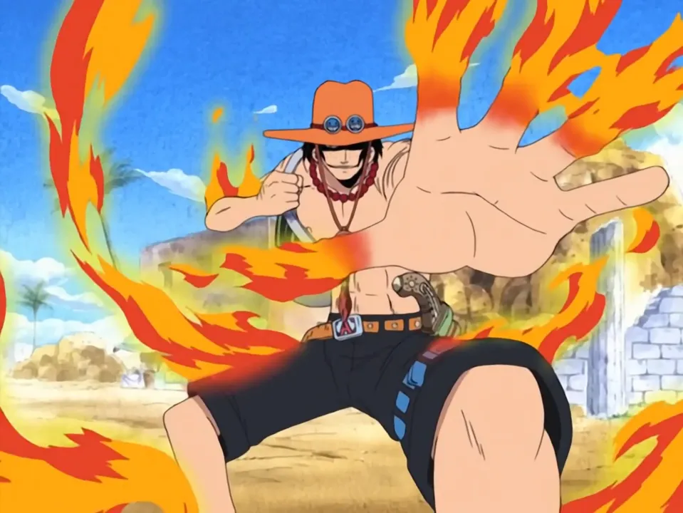 ace usando a mera mera no mi