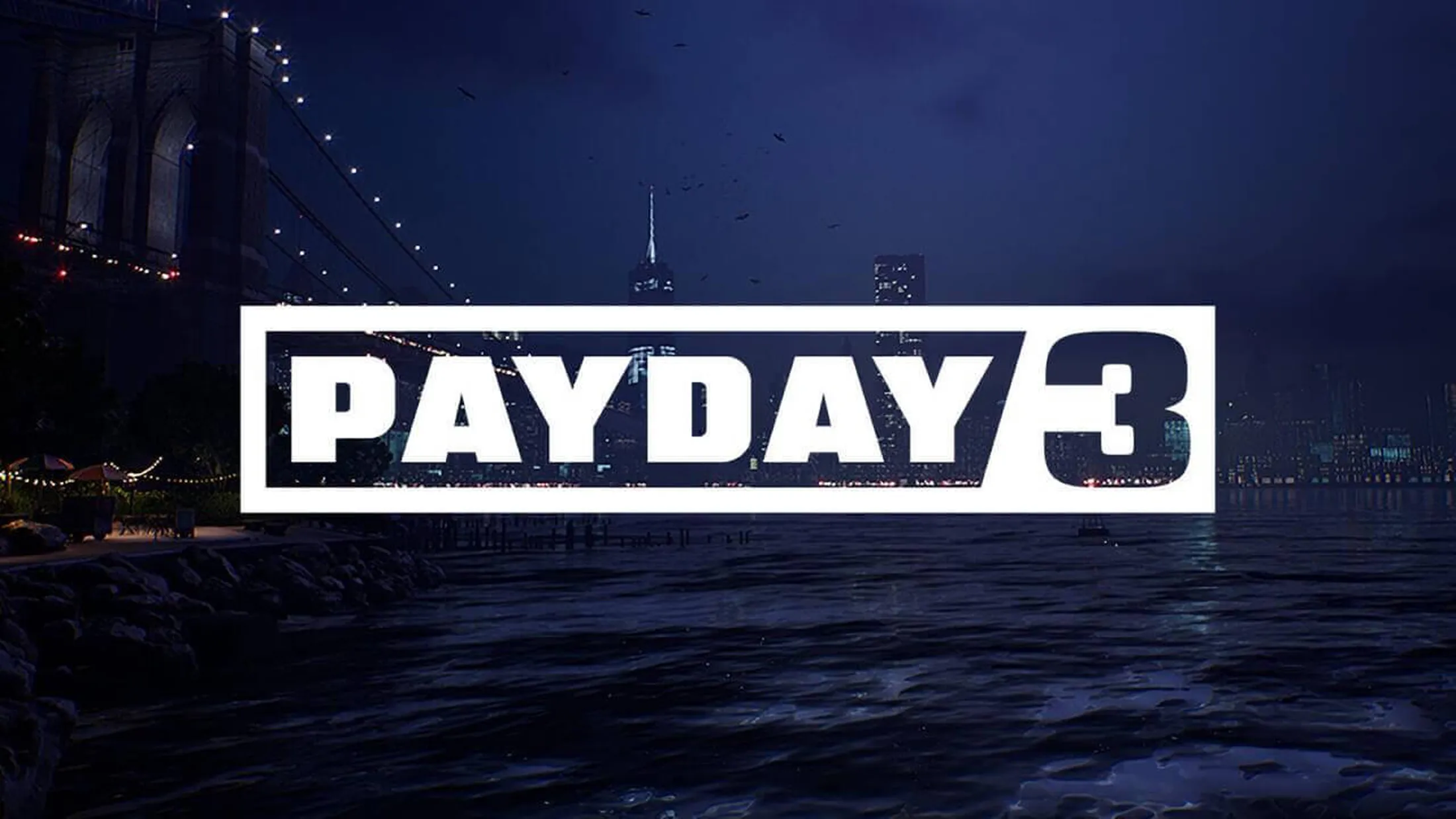 O logo de Payday 3 na frente do mar.