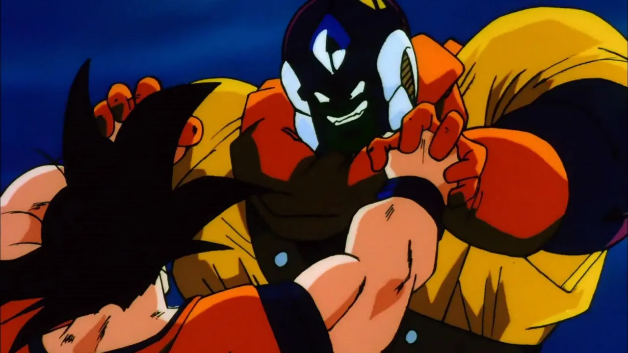 Goku lutando contra Slug, antes de usar sua Genki dama para vencer