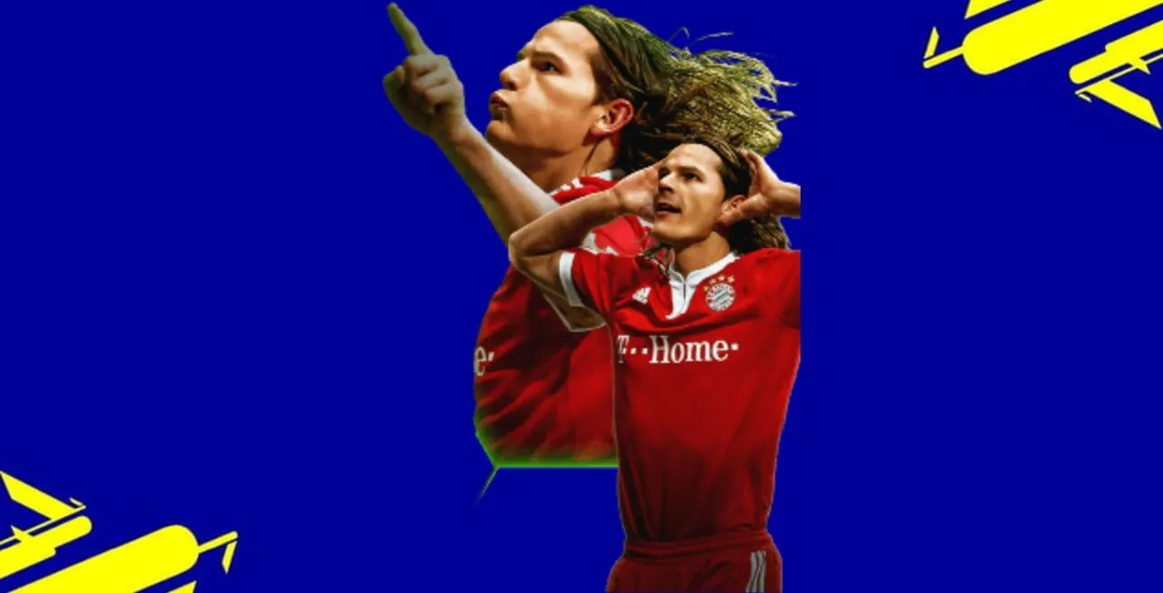 Background do jogo eFootball com o jogador Daniel Van Buyten ao centro