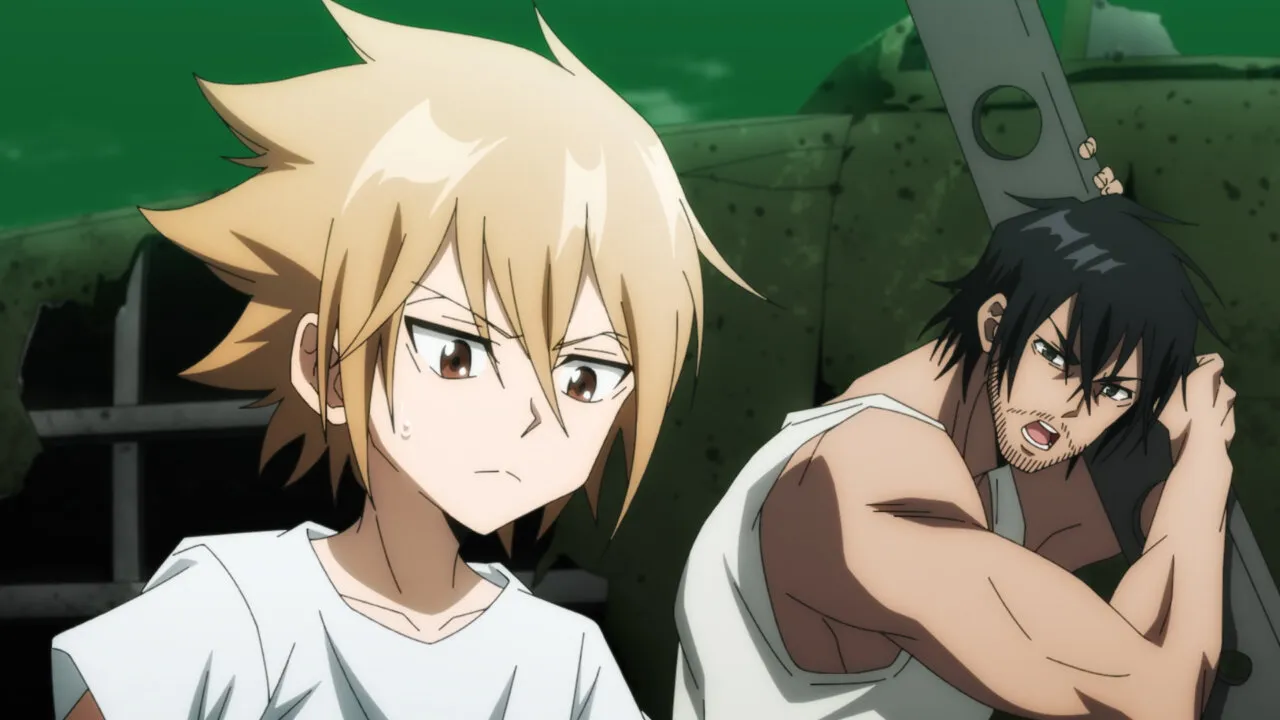 Hana e o soldado Death Zero conversando