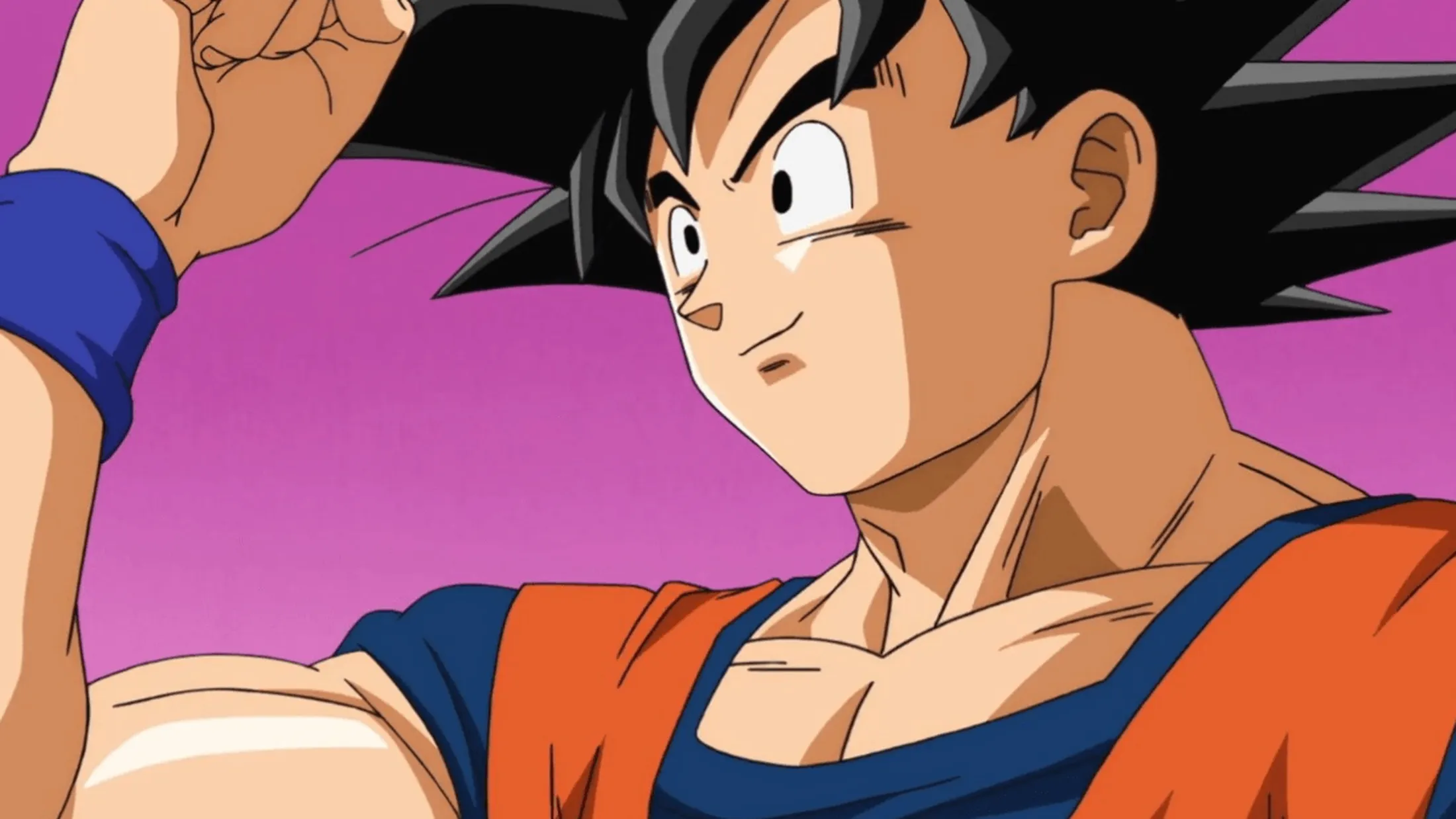 Goku com a mão levantada