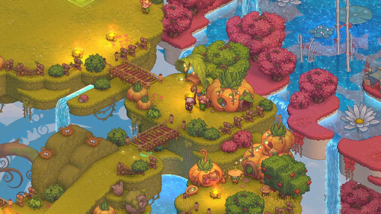 foto do jogo bandle tale onde podemos ver algumas ilhas e um personagem que vamos usar para jogar.