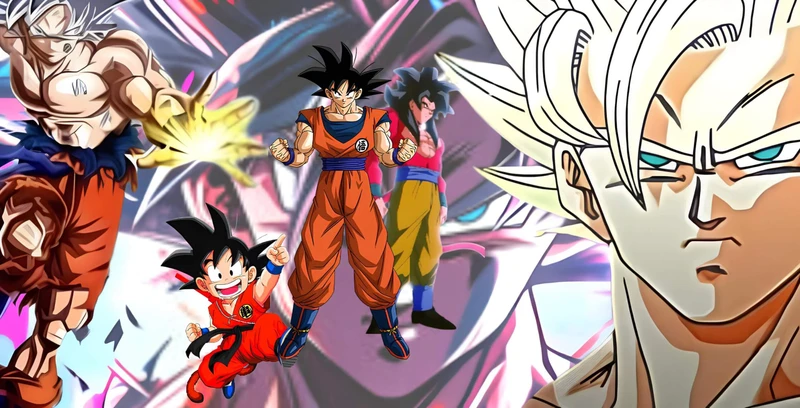 Várias versões do personagem Goku
