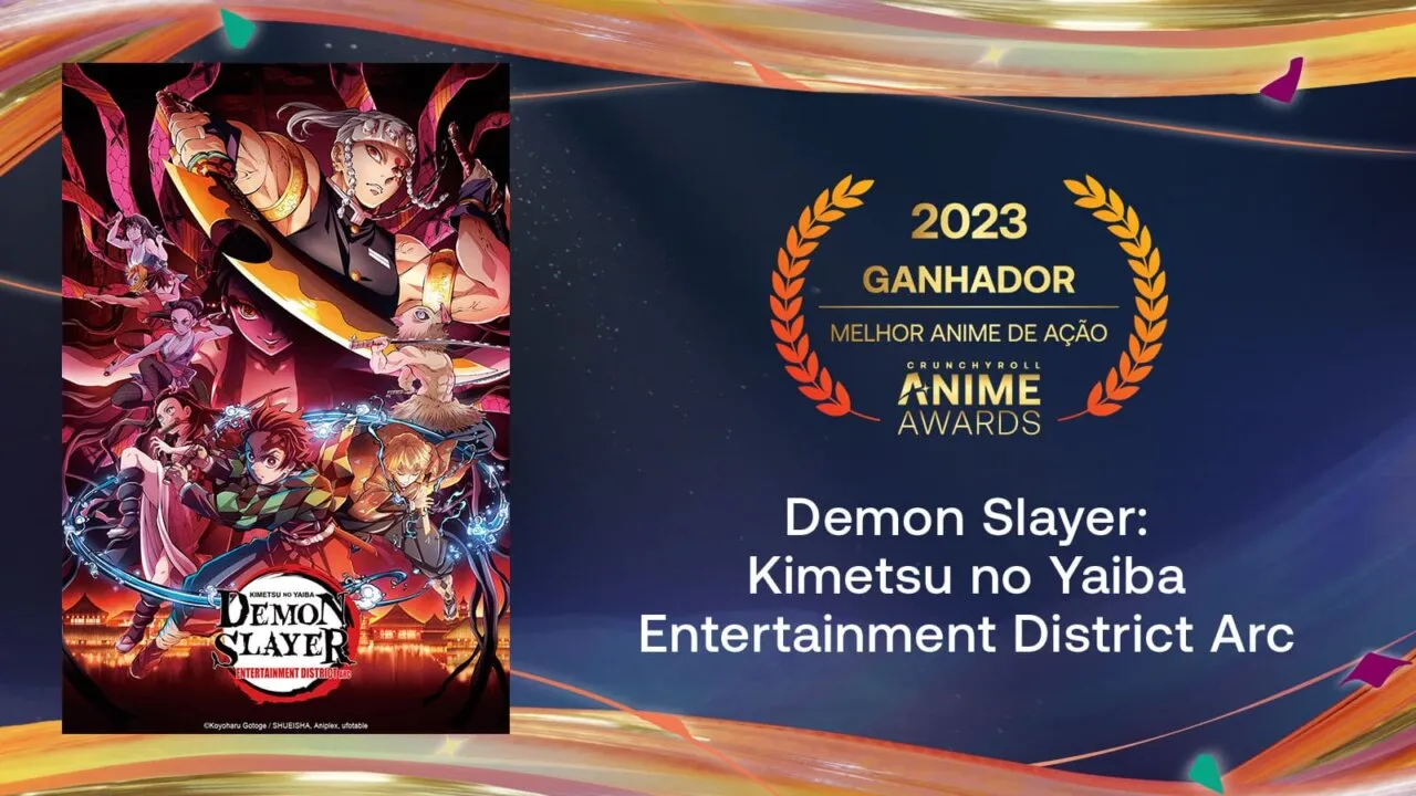 Demon Slayer: Kimetsu no Yaiba Entertainment District Arc, venceu a categoria de Melhor Anime de Ação. Foto: Divulgação/Crunchyroll