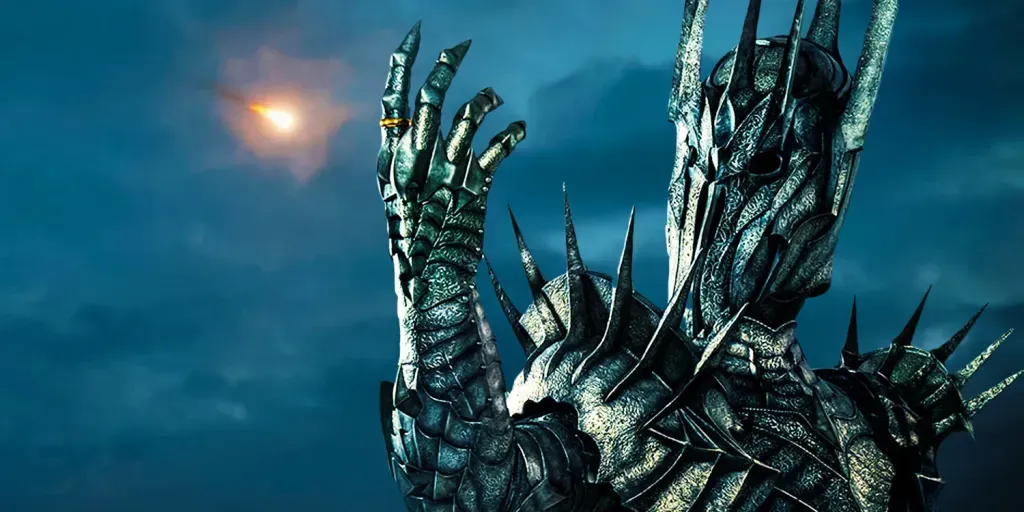Sauron em O Senhor dos Anéis com um Anel na mão