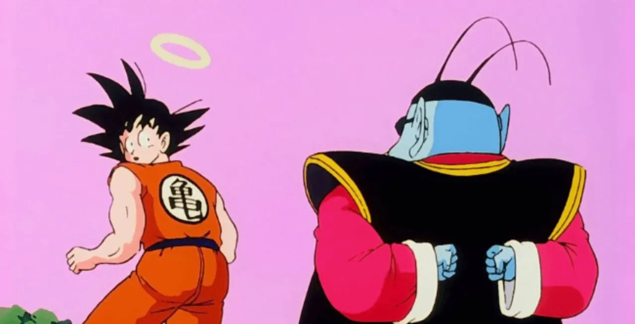 Personagem Goku e Senhor Kaio