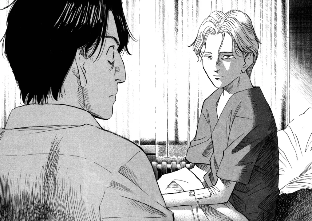 johan olhando para doutor Tenma, enquanto está internado.