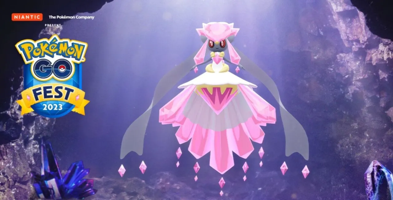 Diancie em sua megaevolução no game Pokémon GO