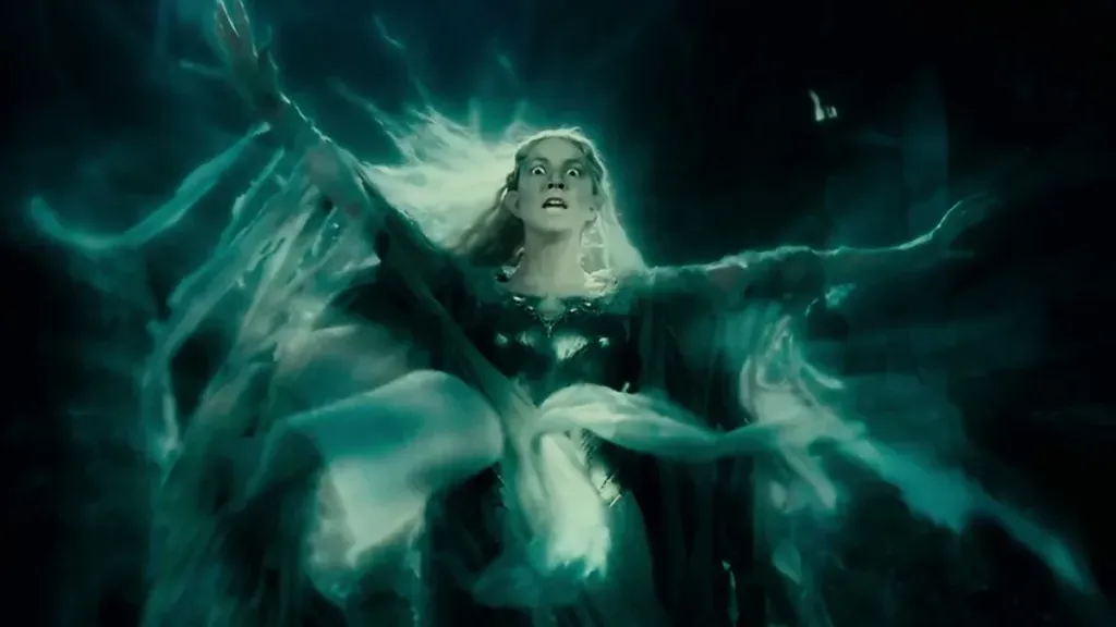 Galadriel em Senhor dos Anéis sobre influência do Um Anel de Sauron. 
