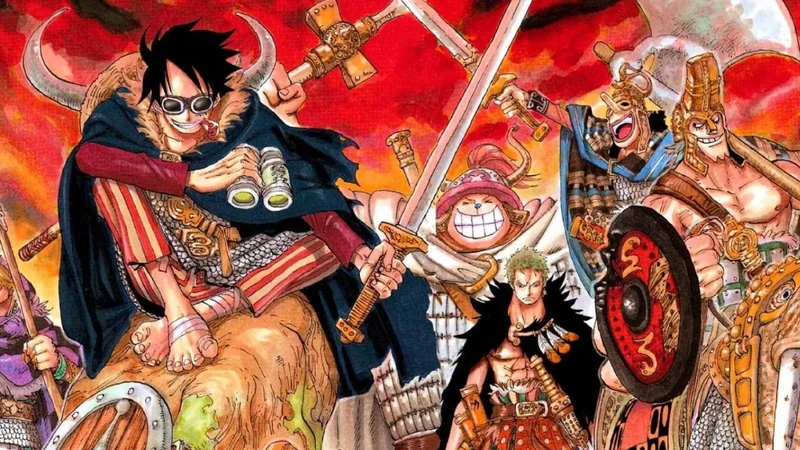 Arco de Elbaf com luffy e sua tripulação
