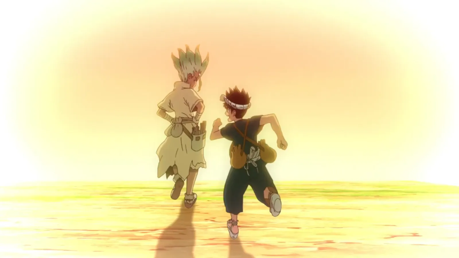 Senku e Chrome felizes e juntos