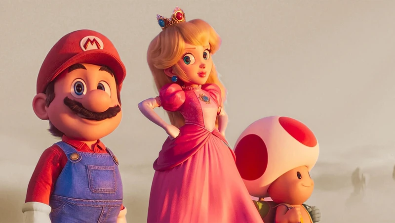 Mario, Princesa Peach e Toud em Super Mario Bros O Filme