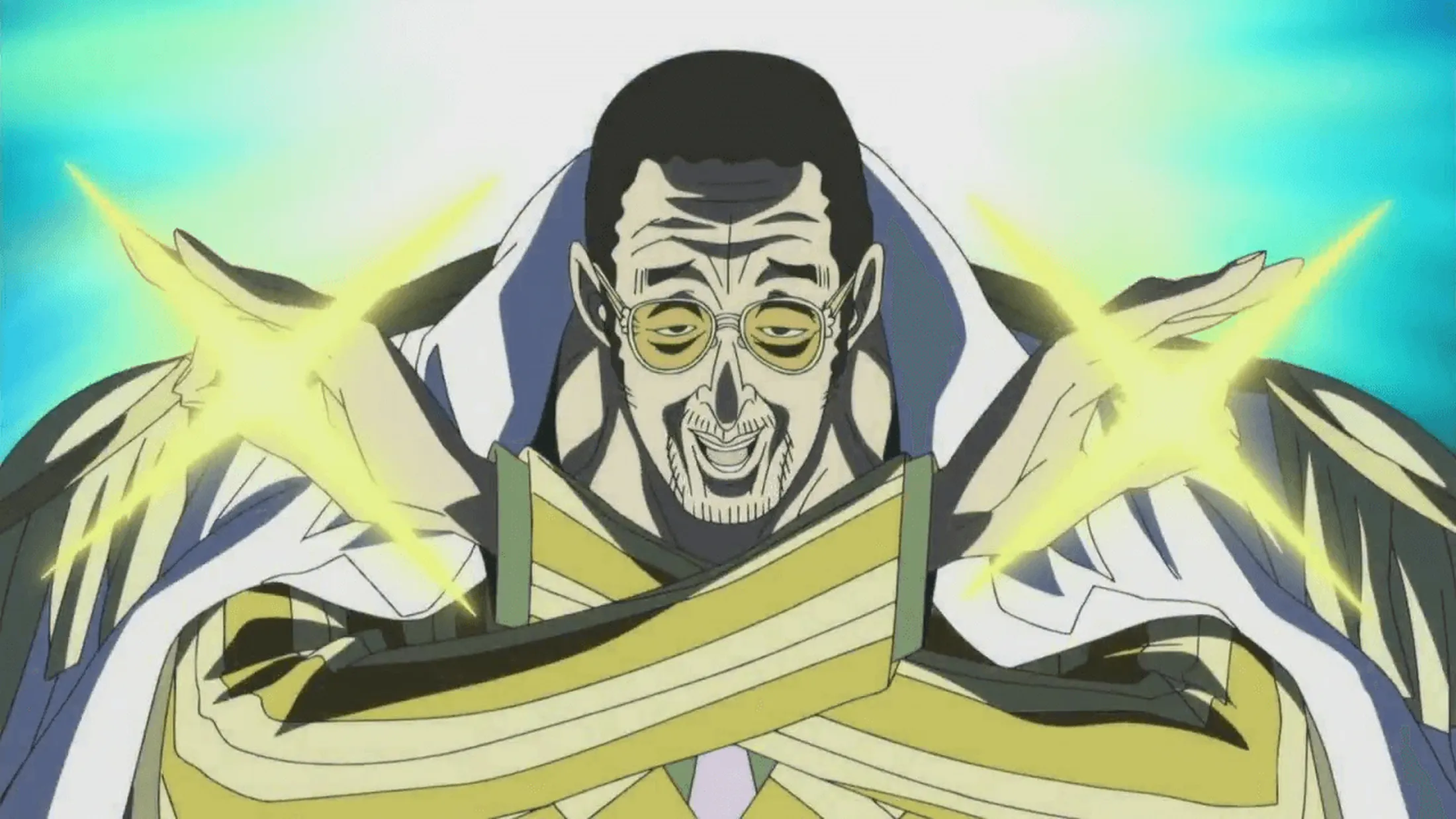 Kizaru usando os poderes da sua Fruta do Diabo