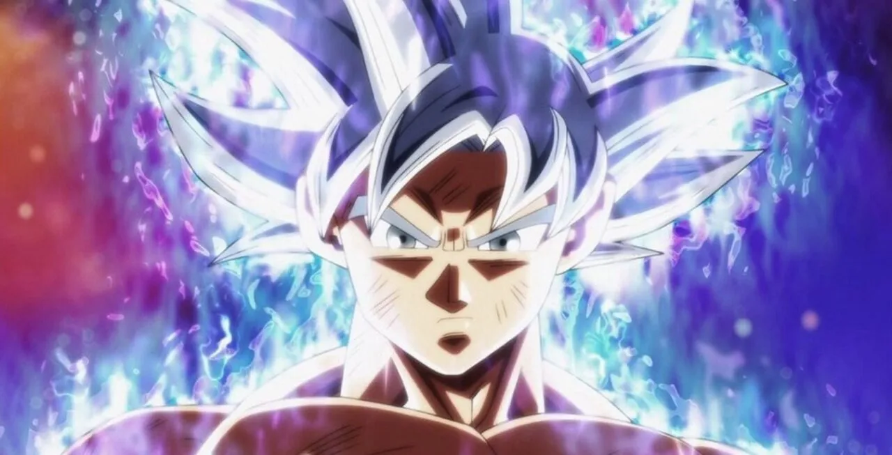 Personagem Goku com olhar sério