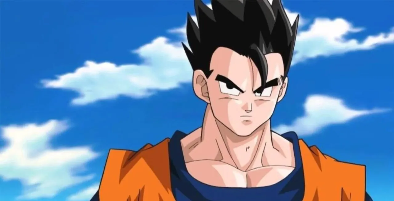 Personagem Gohan com olhar sério