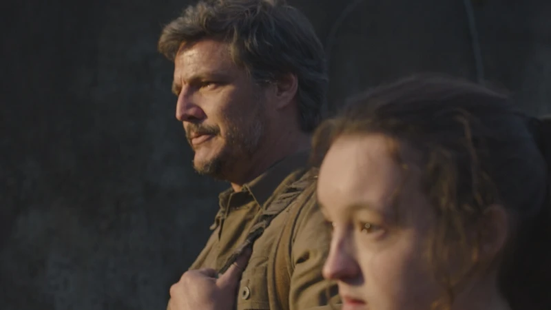 Joel e Ellie, personsagens de The Last of Us, interpretados por Pedro Pascal e Bella Hamsey