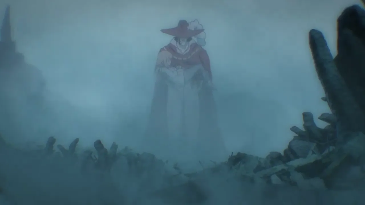Cena de Monster 103 Mercies Dragon Damnation onde Cyrana está carregando uma moça.