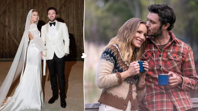 erin foster e simon tikhman em seu casamento