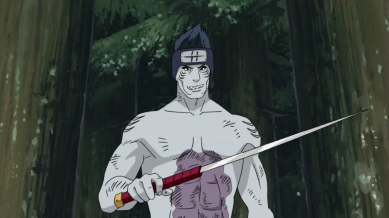 kisame-segurando-uma-espada-sem-blusa-e-com-um-machucado-em-sua-barriga