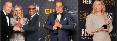 Elenco da série "Better Call Saul", Brendan Fraser e Cate Blanchet, premiados da noite. Foto: Reprodução Instagram/Critics Choice
