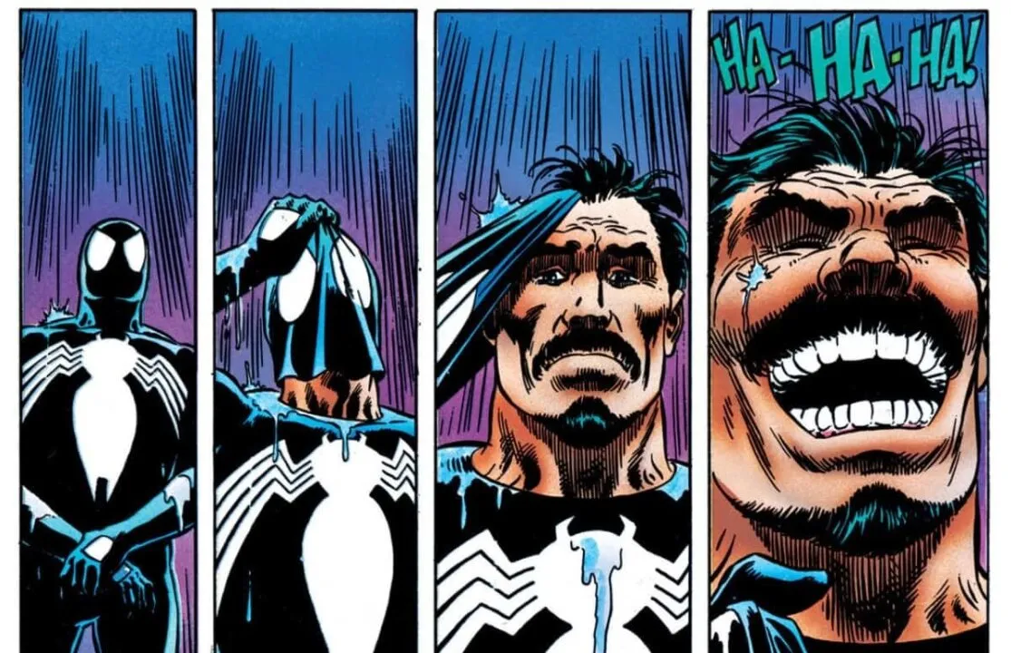 personagem disfarçado de homem aranha tirando sua mascara   