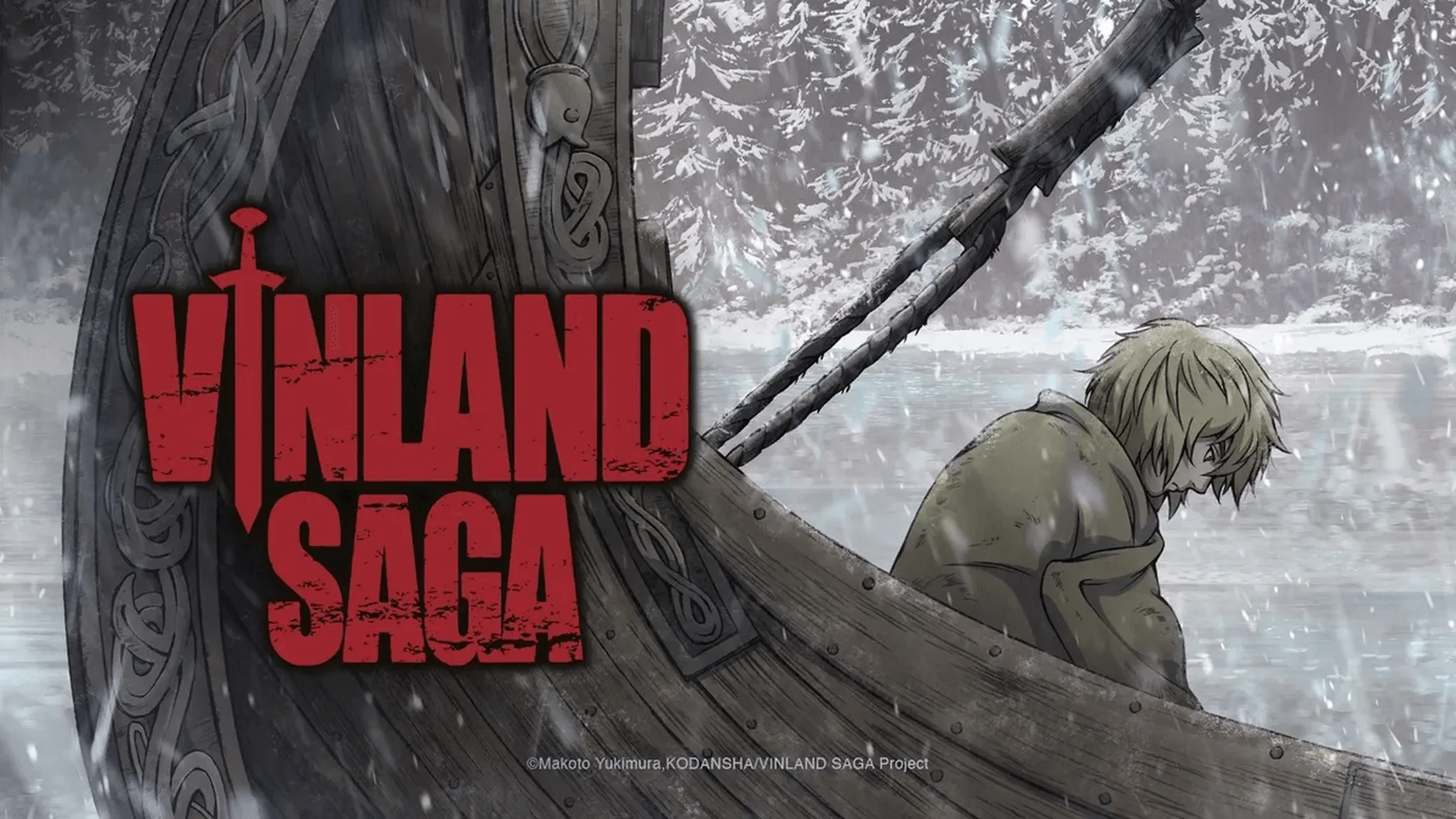 Personagem principal de Vinland Saga sentado ao lado de uma árvore.