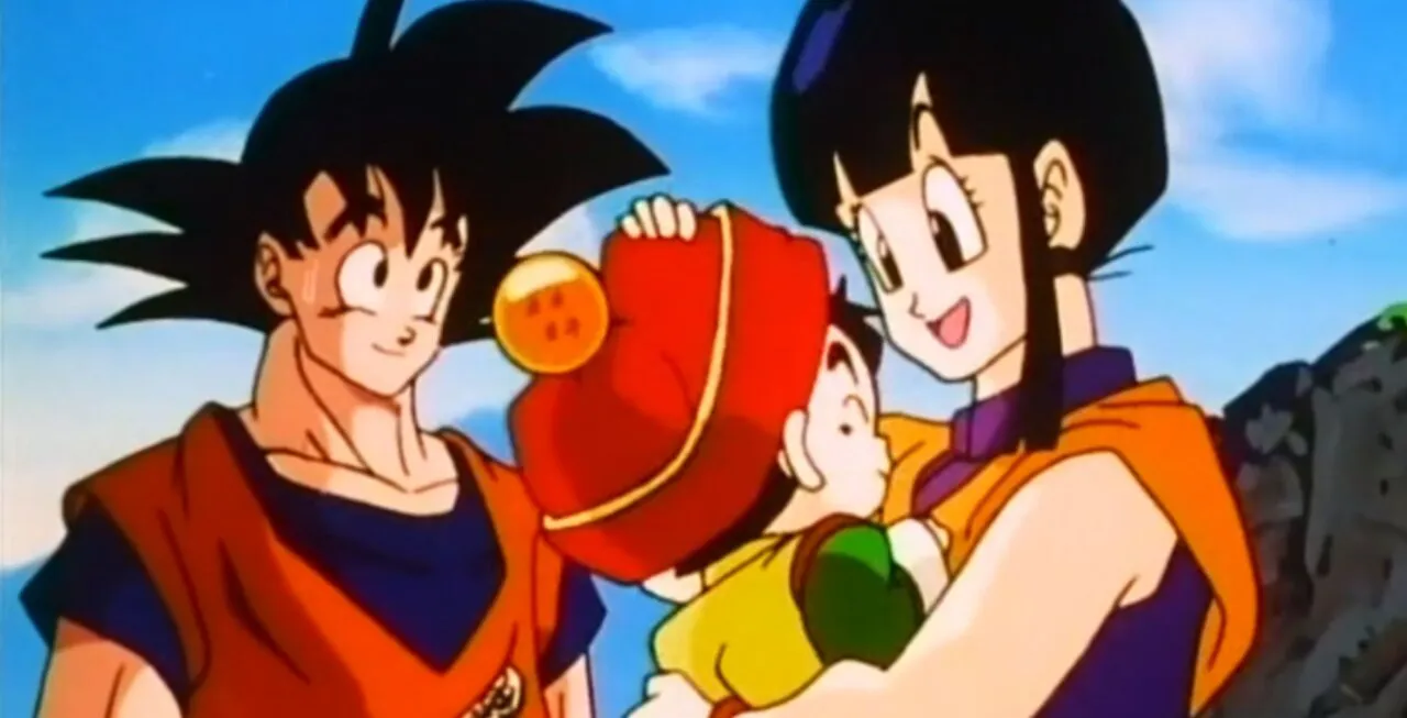 Personagens Goku,Gohan e Chi-Chi